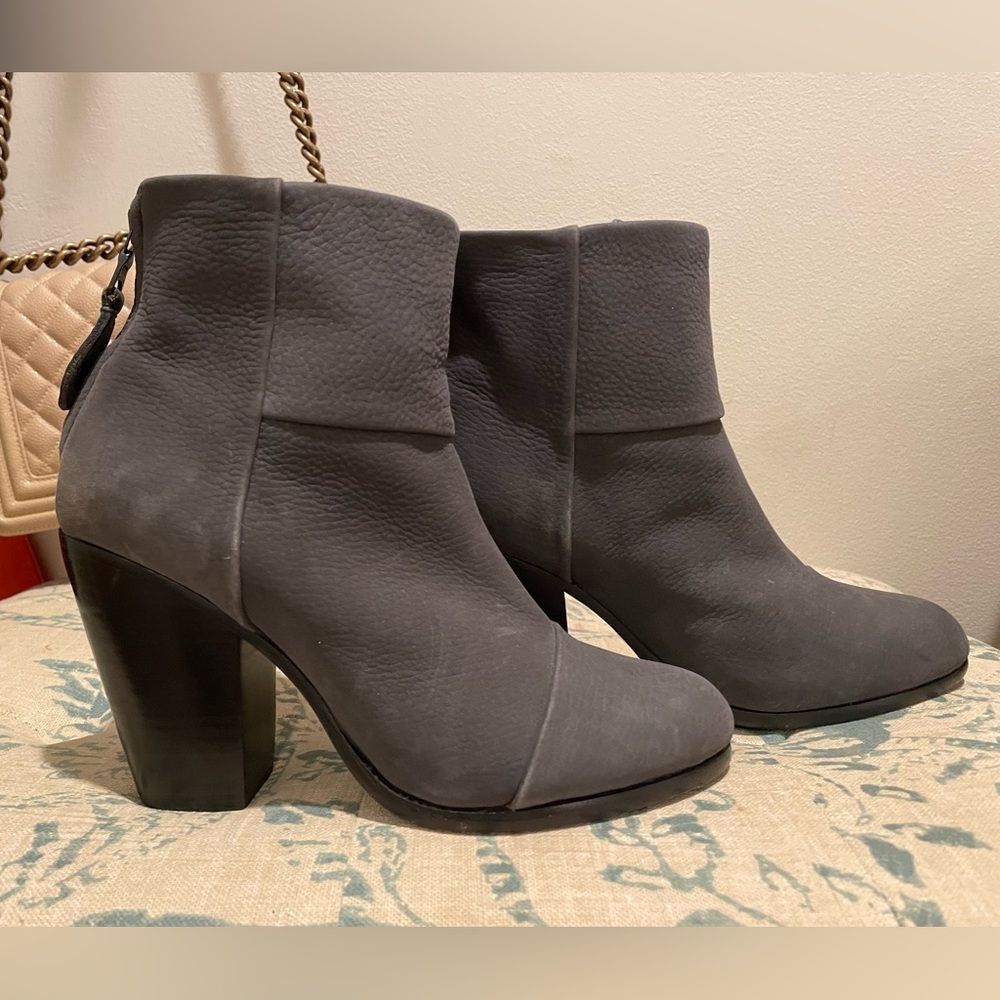 rag & bone size 38 gray leather nubuck Newbury bootie